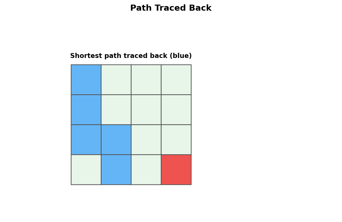 Path traced back from destination to source using parent pointers