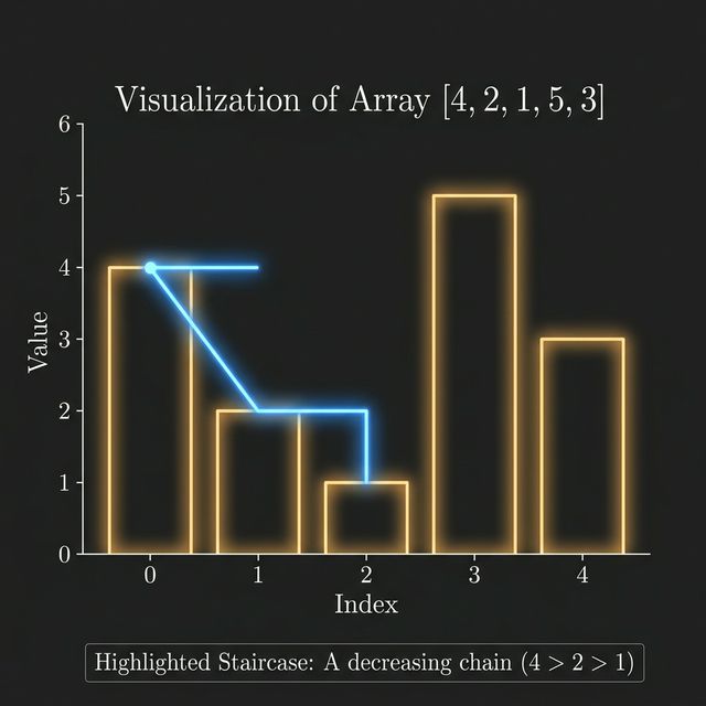 Decreasing chain shown as a staircase over histogram bars