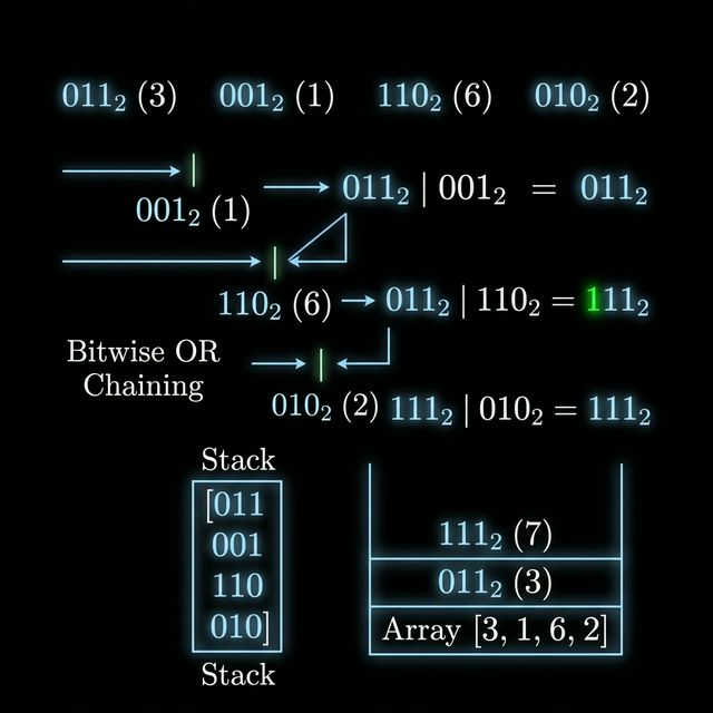 OR chain on array showing bits turning on