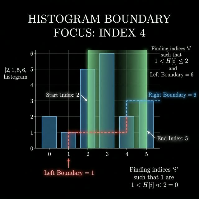 Left and right boundaries for each element in the histogram
