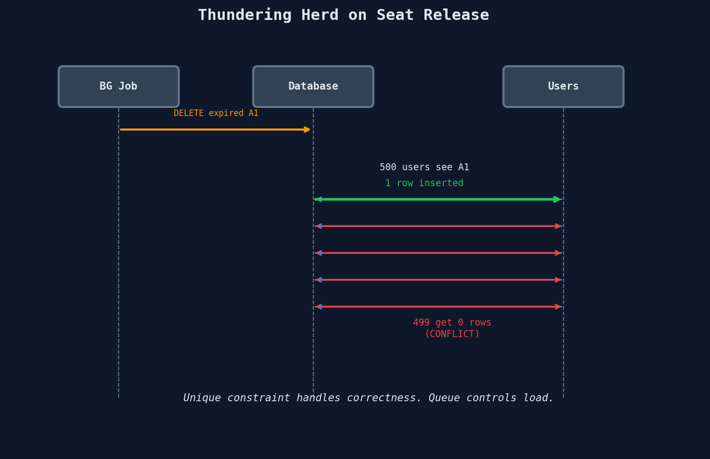 Thundering herd on reservation release: 500 users competing for a released seat