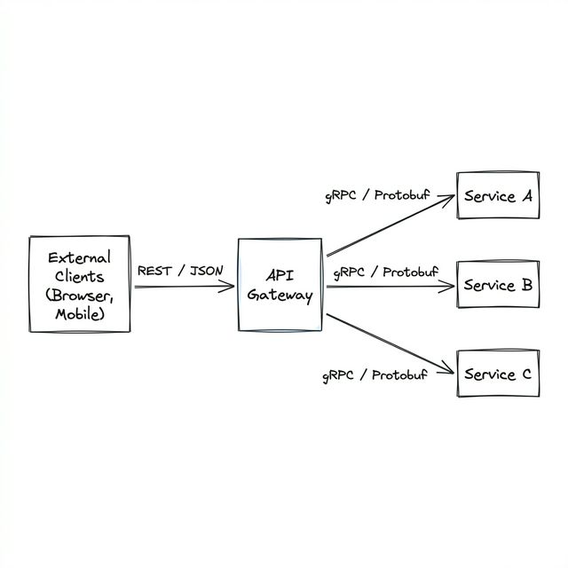 gRPC Internal, REST External